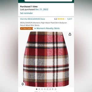 IDEALSANXUN Womens High Waist Plaid Skirt Bodycon Pencil Wool Mini Skirts